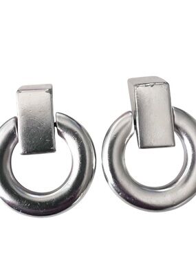 Ben-Amun Silver-Tone Door Knocker Earrings some wear see photos